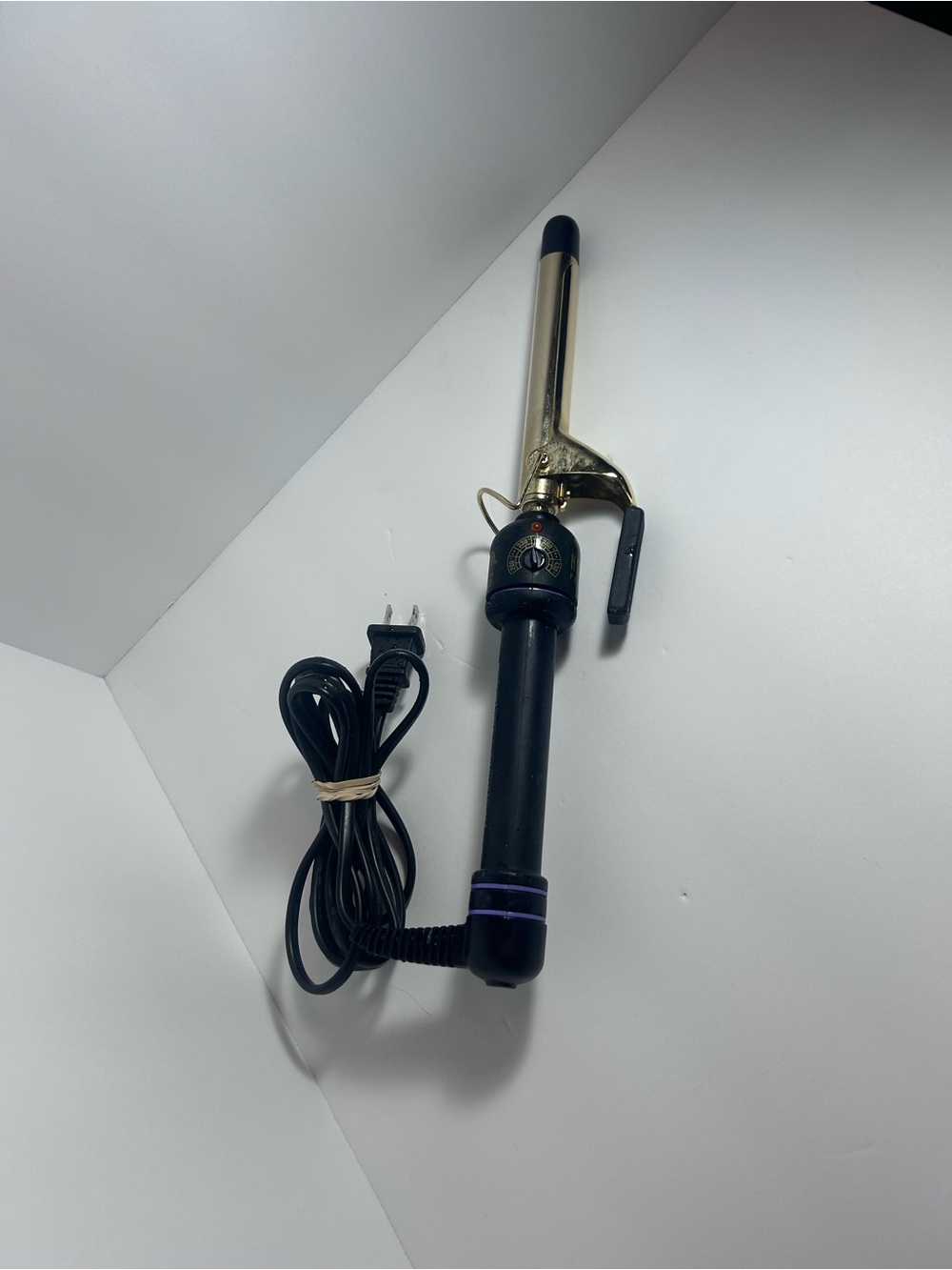 Black and Gold Curling Iron with Purple Accent - hot tools
